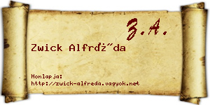 Zwick Alfréda névjegykártya